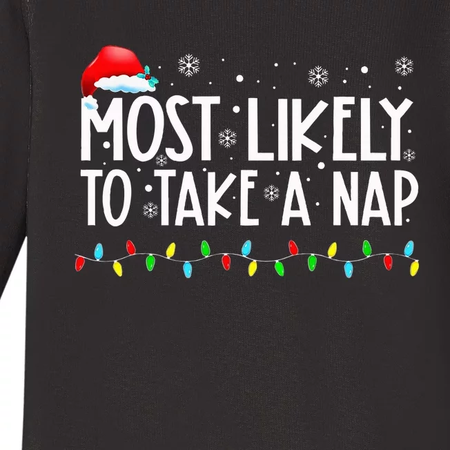 Most Likely To Take A Nap Family Matching Christmas Baby Long Sleeve Bodysuit