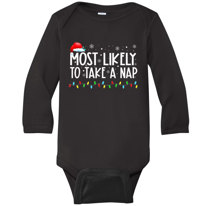 Most Likely To Take A Nap Family Matching Christmas Baby Long Sleeve Bodysuit