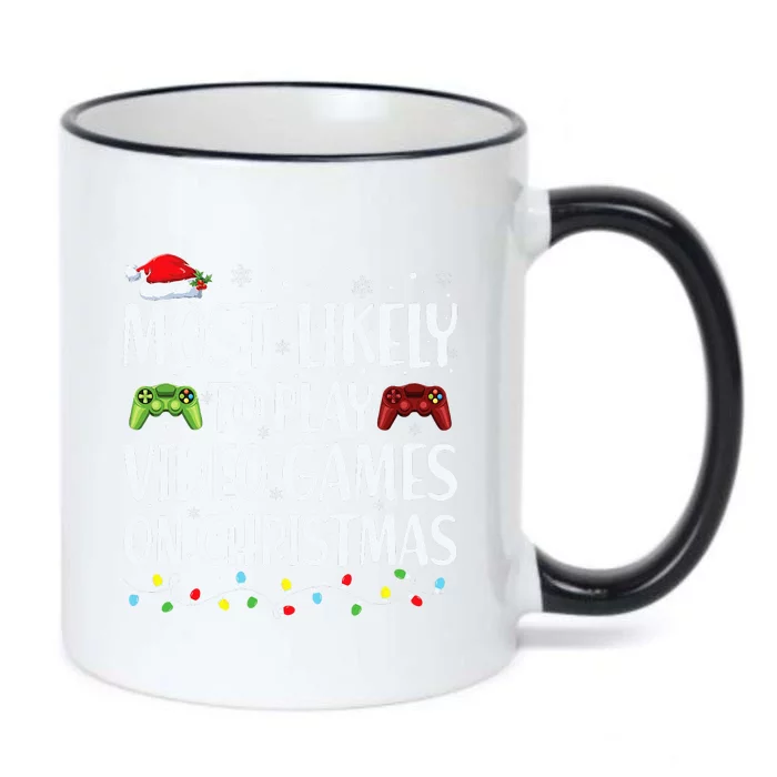 Most Likely To Play Video Game On Xmas Santa Black Color Changing Mug