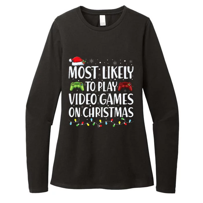 Most Likely To Play Video Game On Xmas Santa Womens CVC Long Sleeve Shirt