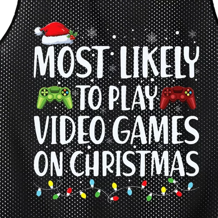 Most Likely To Play Video Game On Xmas Santa Mesh Reversible Basketball Jersey Tank