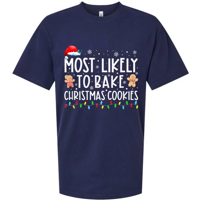 Most Likely To Bake Christmas Cookies Sueded Cloud Jersey T-Shirt