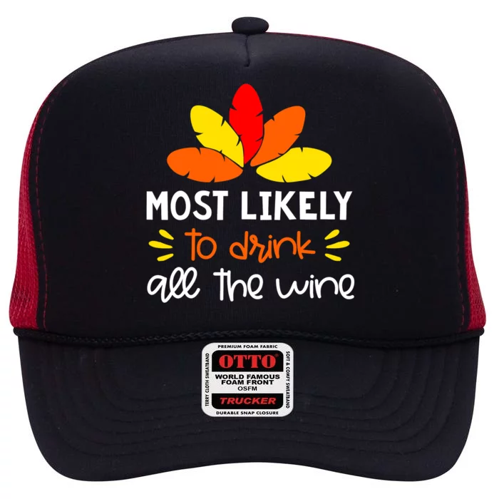 Most Likely To Matching Family Thanksgiving Pajamas High Crown Mesh Trucker Hat