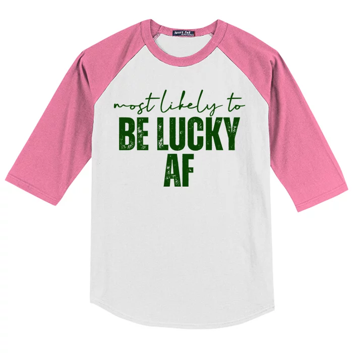 Most Likely To Be Lucky Af St Patricks Day Kids Colorblock Raglan Jersey