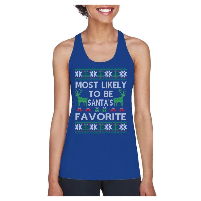 Most Likely To Be SantaS Favorite Christmas Great Gift Women's Racerback Tank