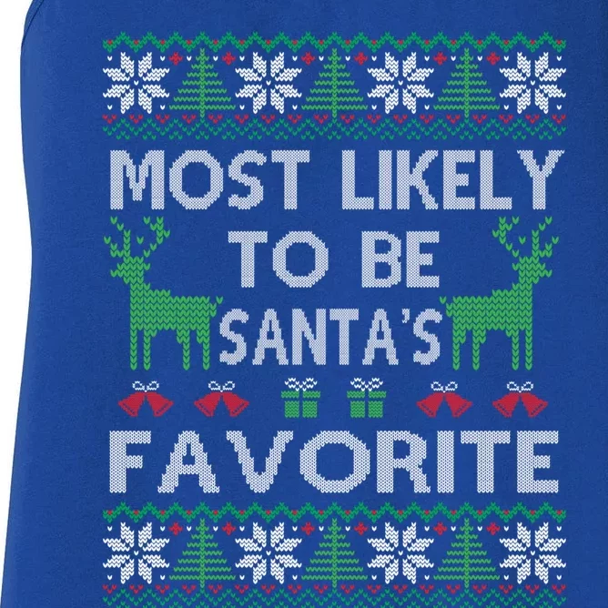 Most Likely To Be SantaS Favorite Christmas Great Gift Women's Racerback Tank