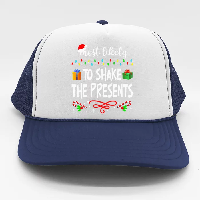 Most Likely To Shake The Presents Family Matching Pjs Xmas Trucker Hat