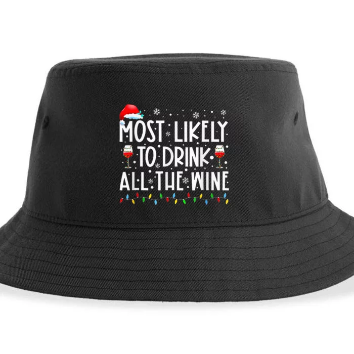 Most Likely To Drink All The Wine Family Matching Christmas Sustainable Bucket Hat