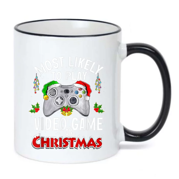 Most Likely To Play Video Games On Christmas Lights Funny Gift Black Color Changing Mug