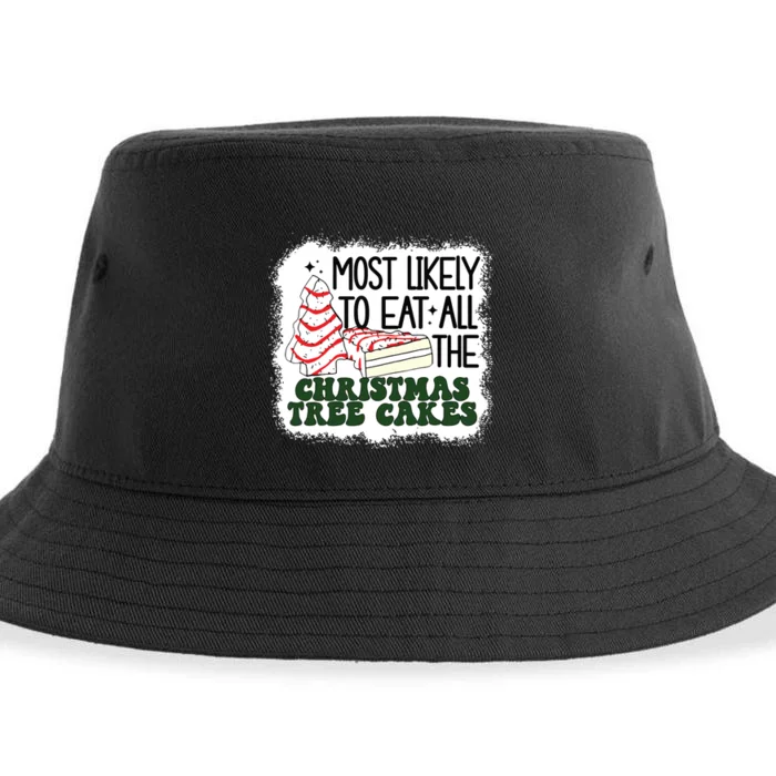 Most Likely To Eat All The Christmas Tree Cake Debbie Tree Sustainable Bucket Hat