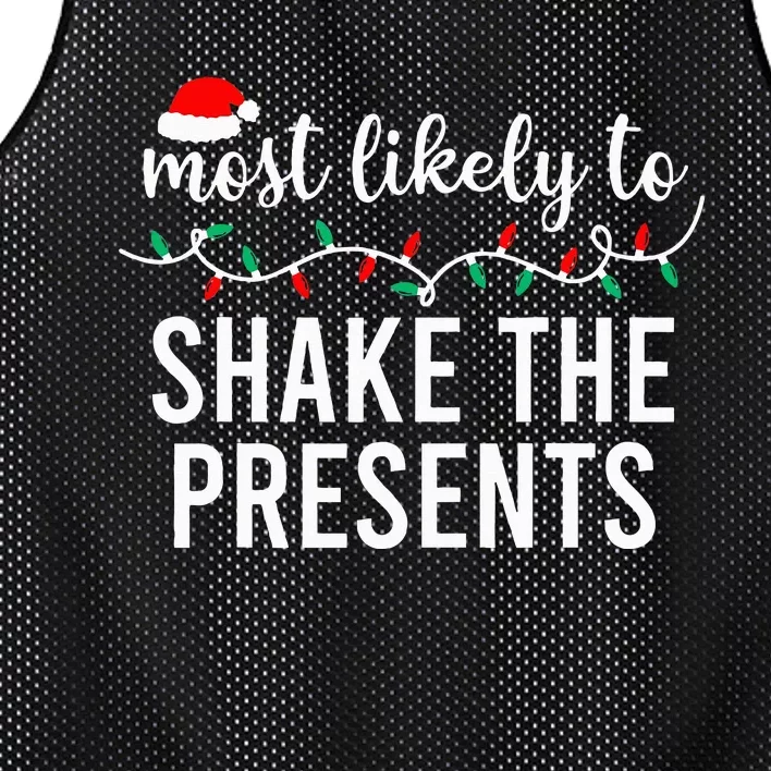 Most Likely To Christmas Matching Family Pajamas Funny Mesh Reversible Basketball Jersey Tank