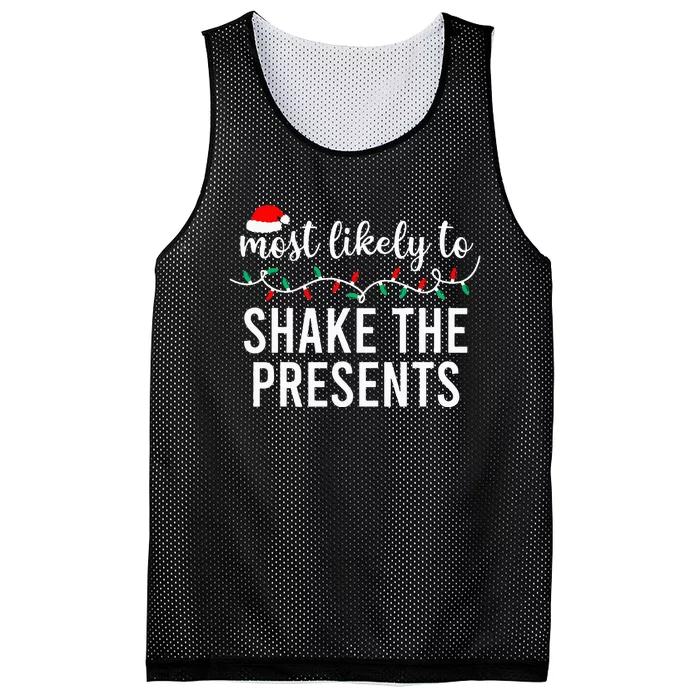 Most Likely To Christmas Matching Family Pajamas Funny Mesh Reversible Basketball Jersey Tank