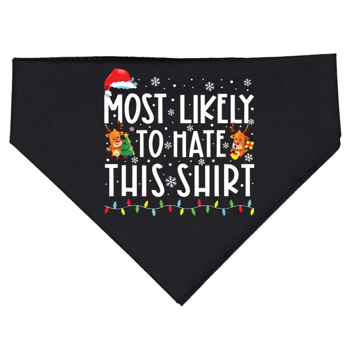 Most Likely To Hate This Shirts Family Christmas Pajamas USA-Made Doggie Bandana