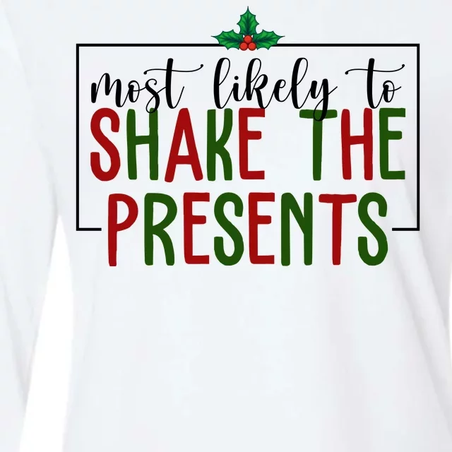 Most Likely To Shake The Presents Christmas Womens Cotton Relaxed Long Sleeve T-Shirt