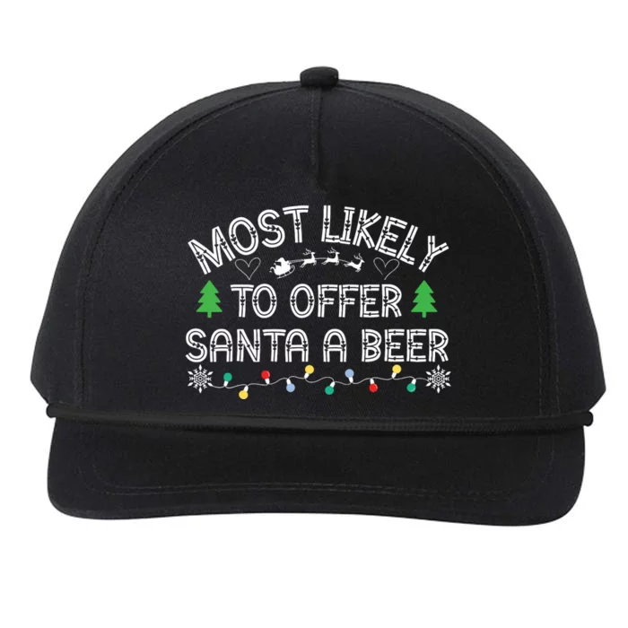 Most Likely To Offer Santa A Beer Funny Drinking Christmas Snapback Five-Panel Rope Hat