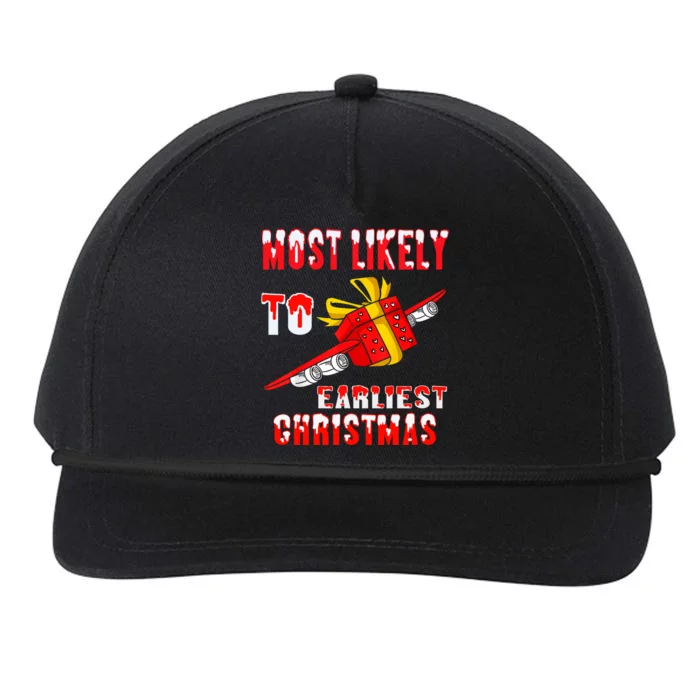 Most Likely To Gift Earliest Family Christmas Funny Snapback Five-Panel Rope Hat