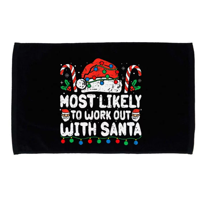 Most Likely To Work Out With Santa Christmas Xmas Funny Gym Microfiber Hand Towel