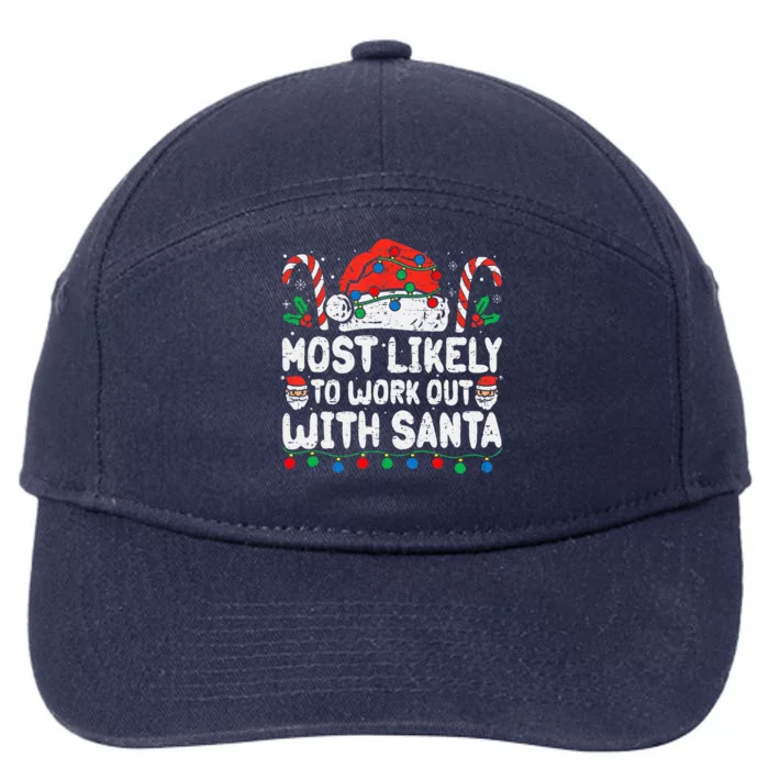 Most Likely To Work Out With Santa Christmas Xmas Funny Gym 7-Panel Snapback Hat