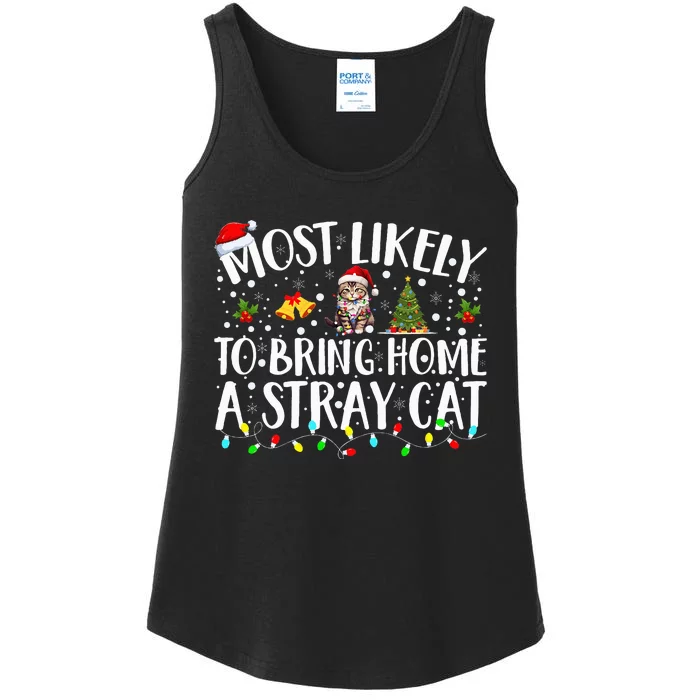 Most Likely To Bring Home A Stray Cat Matching Christmas Ladies Essential Tank