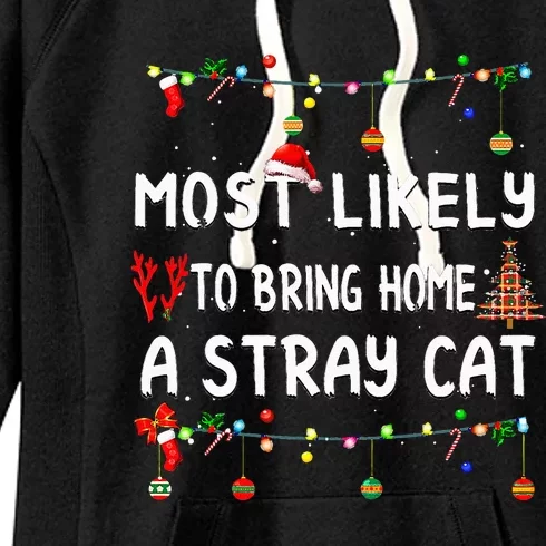 Most Likely To Christmas Funny Matching Family Pajamas Women's Fleece Hoodie