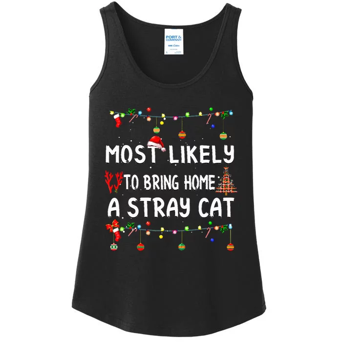 Most Likely To Christmas Funny Matching Family Pajamas Ladies Essential Tank