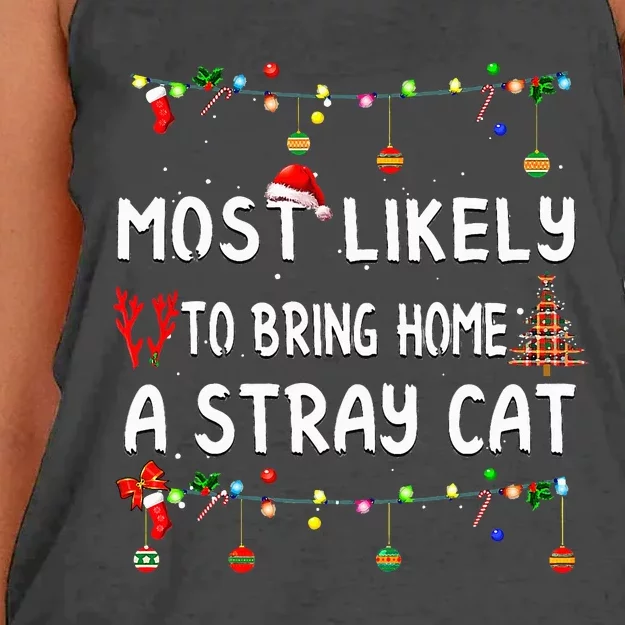 Most Likely To Christmas Funny Matching Family Pajamas Women's Knotted Racerback Tank