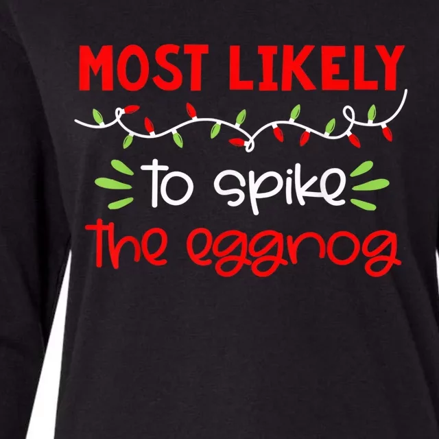 Most Likely To Shirt Funny Matching Family Christmas PJs Womens Cotton Relaxed Long Sleeve T-Shirt