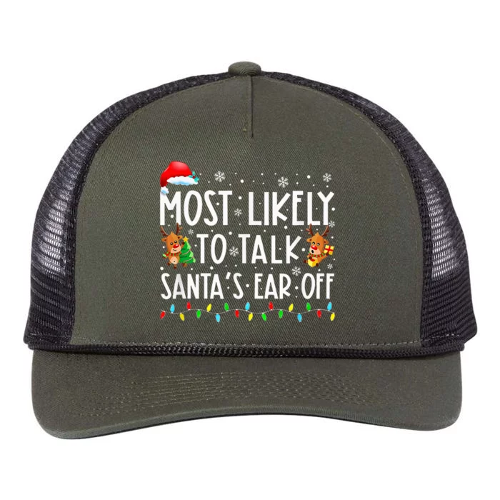 Most Likely To Talk Santa's Ear Off Family Xmas Retro Rope Trucker Hat Cap