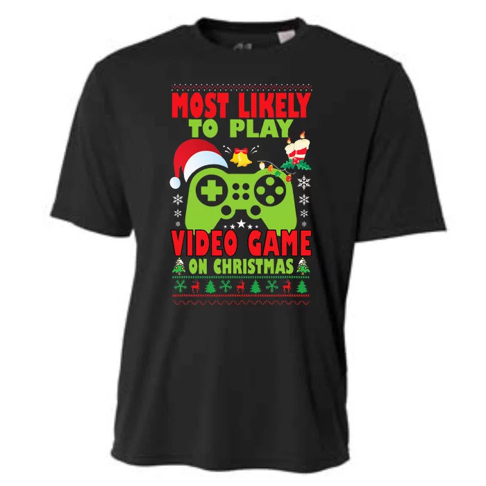 Most Likely To Play Video Game Family Matching Xmas Cooling Performance Crew T-Shirt