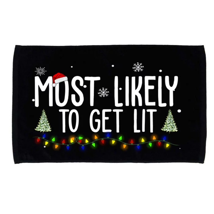 Most Likely To Get Lit Funny Christmas Microfiber Hand Towel