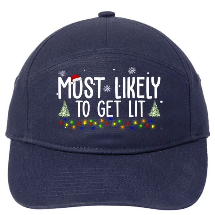 Most Likely To Get Lit Funny Christmas 7-Panel Snapback Hat