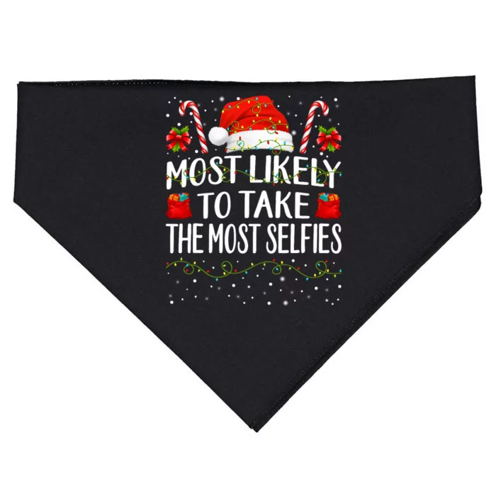 Most Likely To Take The Most Selfies Christmas Matching USA-Made Doggie Bandana