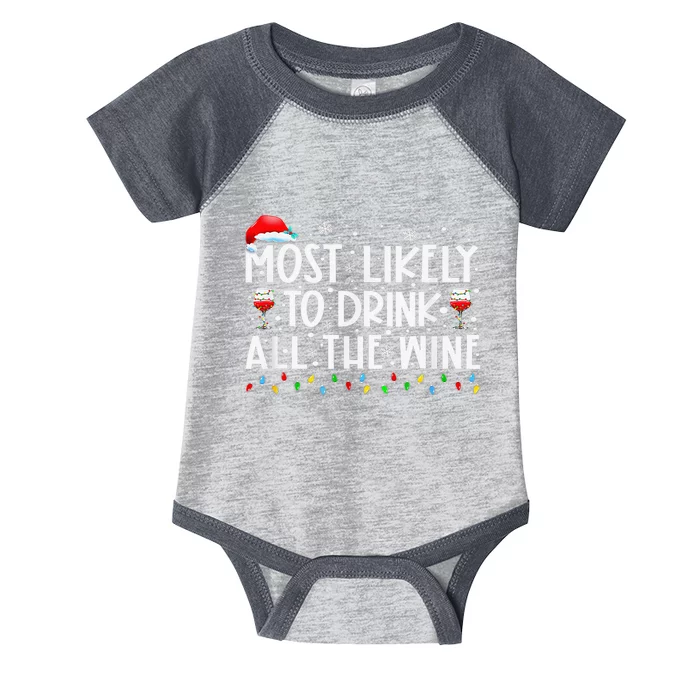 Most Likely To Drink All The Wine Family Matching Xmas Infant Baby Jersey Bodysuit