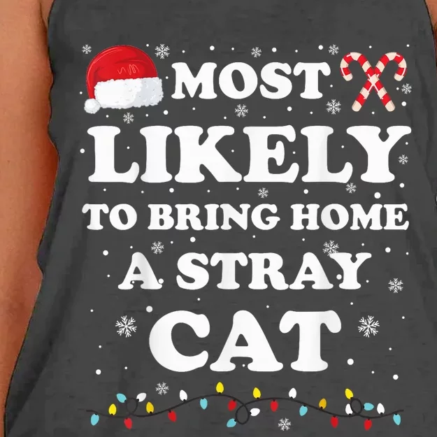 Most Likely To Bring Home A Stray Cat Matching Family Women's Knotted Racerback Tank