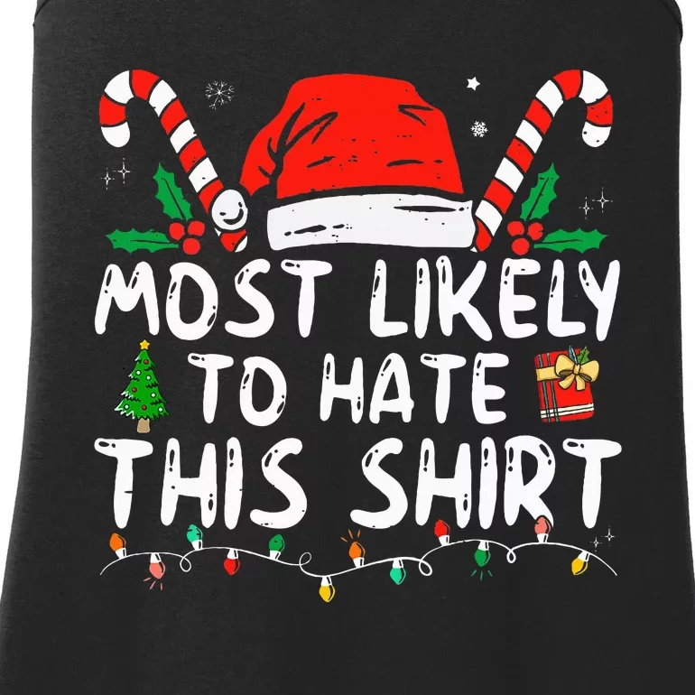 most likely to hate this  xmas pajamas family Ladies Essential Tank