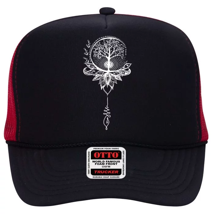 Mandala Lotus Unalome Tree Of Life High Crown Mesh Trucker Hat