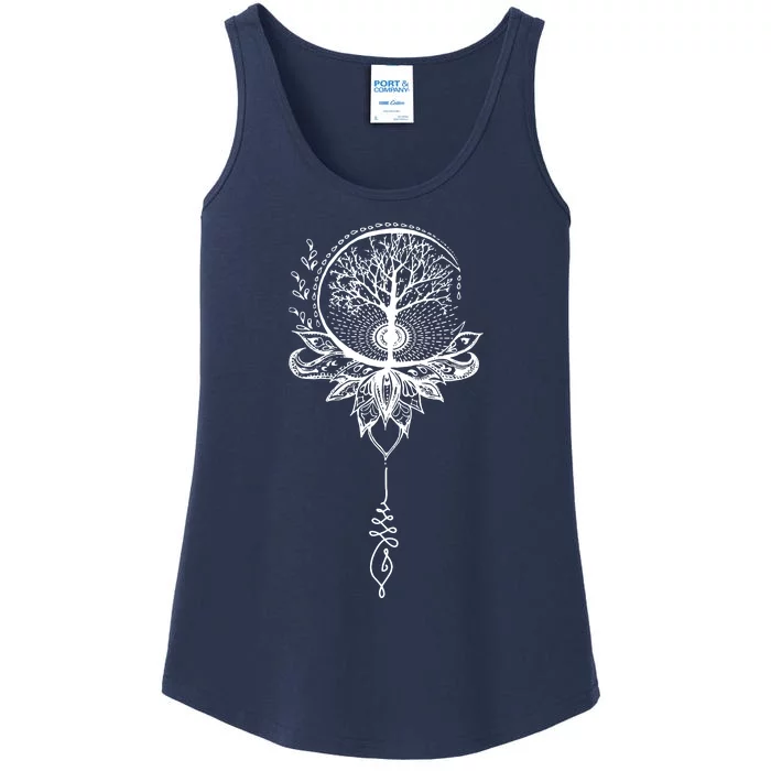 Mandala Lotus Unalome Tree Of Life Ladies Essential Tank