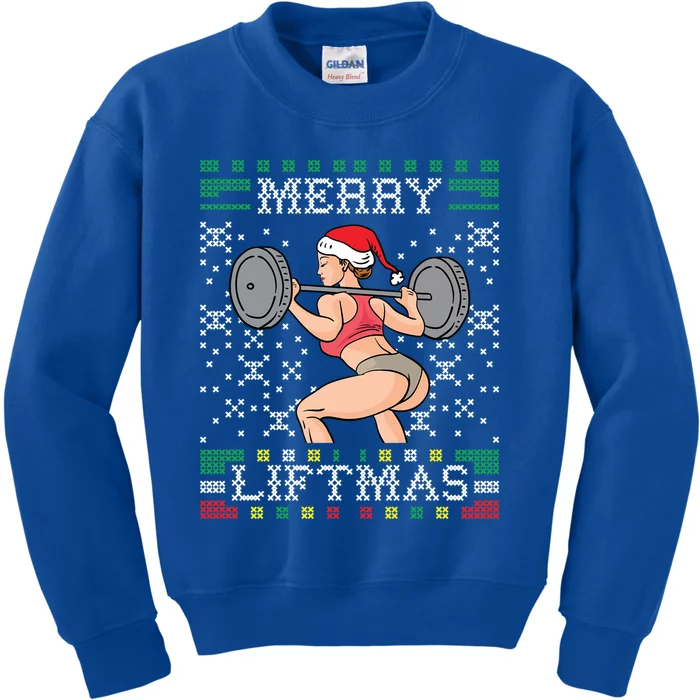 Merry Liftmas Ugly Christmas Sweater Miss Santa Gym Booty Great Gift Kids Sweatshirt