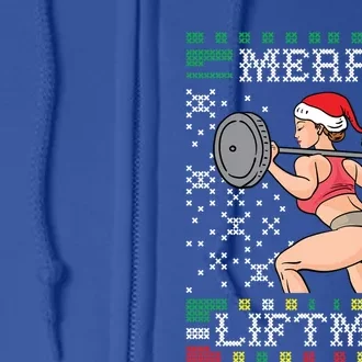 Merry Liftmas Ugly Christmas Sweater Miss Santa Gym Booty Great Gift Full Zip Hoodie