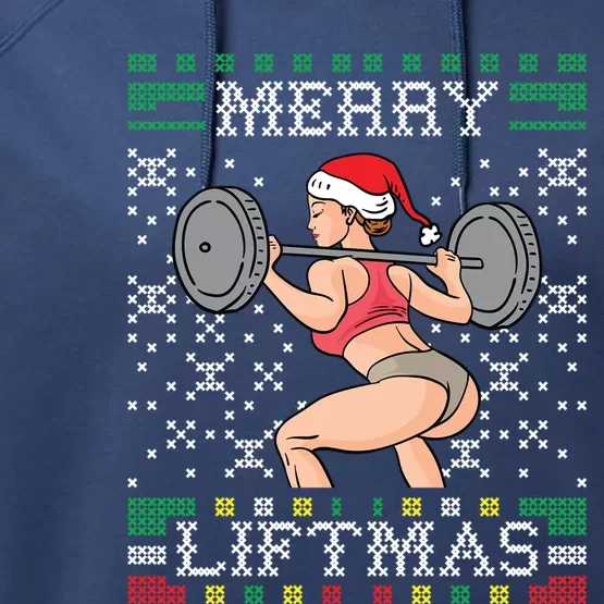 Merry Liftmas Ugly Christmas Sweater Miss Santa Gym Booty Great Gift Performance Fleece Hoodie