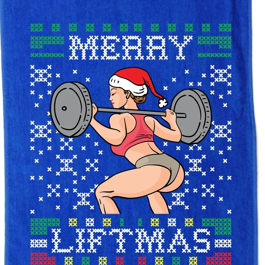 Merry Liftmas Ugly Christmas Sweater Miss Santa Gym Booty Great Gift Platinum Collection Golf Towel