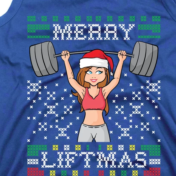 Merry Liftmas Ugly Christmas Sweater Miss Santa Gym Workout Gift Tank Top