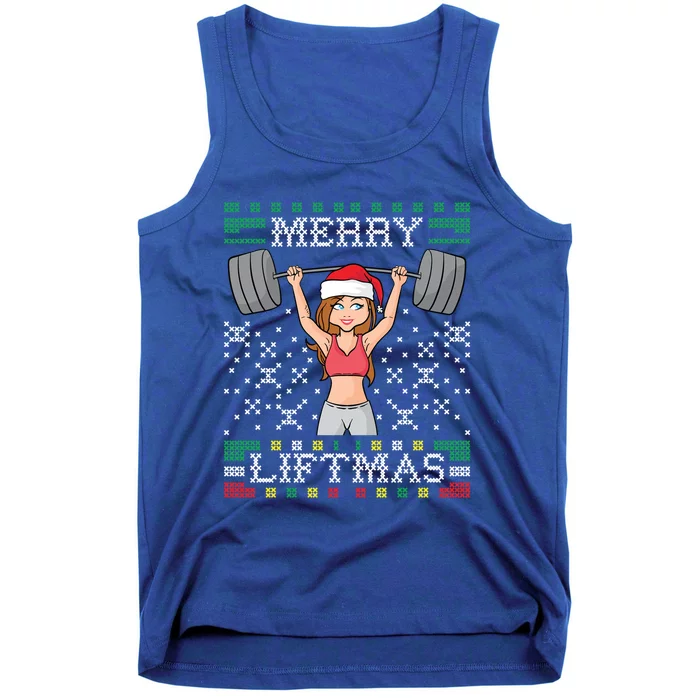 Merry Liftmas Ugly Christmas Sweater Miss Santa Gym Workout Gift Tank Top