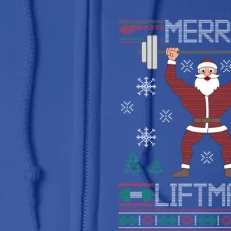 Merry Liftmas Ugly Christmas Sweater Santa Claus Gym Workout Gift Full Zip Hoodie