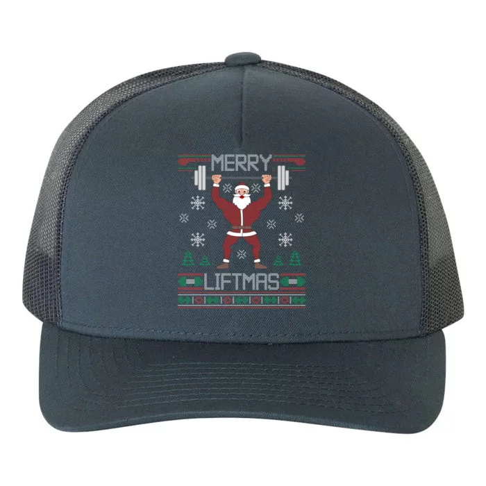 Merry Liftmas Ugly Christmas Sweater Santa Claus Gym Workout Gift Yupoong Adult 5-Panel Trucker Hat