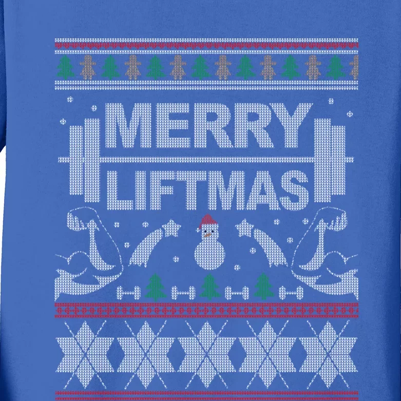 Merry Liftmas Ugly Christmas Sweater For Bodybuilder Xmas Great Gift Kids Long Sleeve Shirt