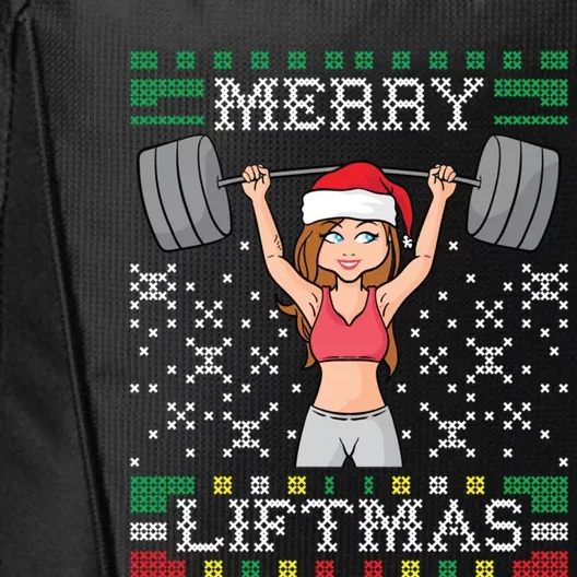 Merry Liftmas Ugly Christmas Sweater Miss Santa Gym Workout Cool Gift City Backpack