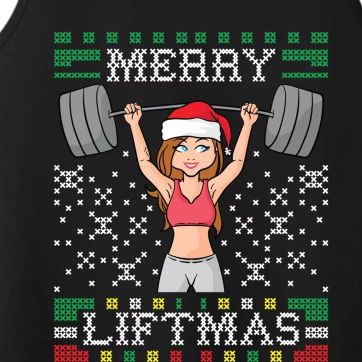 Merry Liftmas Ugly Christmas Sweater Miss Santa Gym Workout Cool Gift Performance Tank