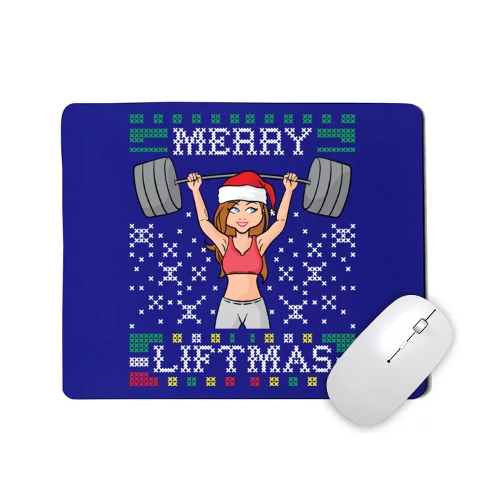 Merry Liftmas Ugly Christmas Sweater Miss Santa Gym Workout Cool Gift Mousepad