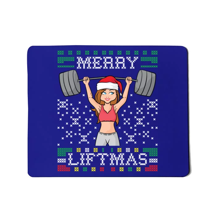 Merry Liftmas Ugly Christmas Sweater Miss Santa Gym Workout Cool Gift Mousepad